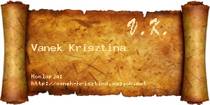Vanek Krisztina névjegykártya